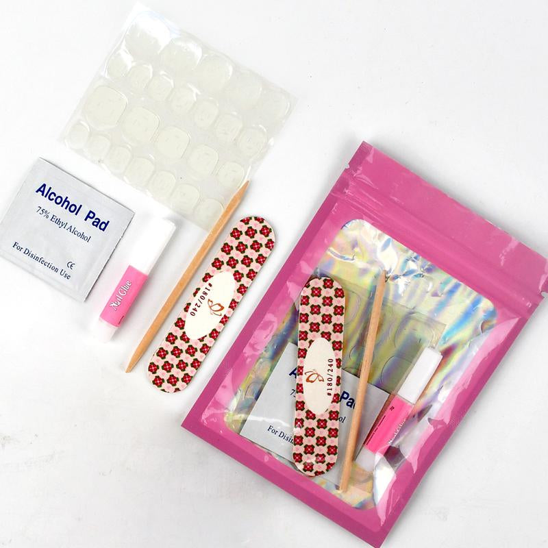 Acrylic Nails W/ Glue Kit - Handmade 3D Flower White French Reusable Press on Nails - Salon-Grade Custom Medium Length Fake Nails for Women