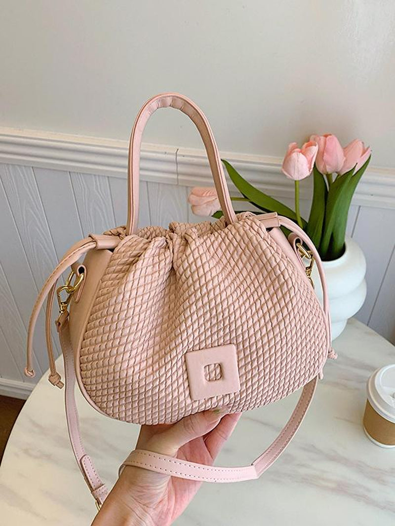 Fashionable Braided Design Shoulder Bag, Casual Versatile Drawstring Pleated Design Handbag, Trendy All-Match Crossbody Bag for Women