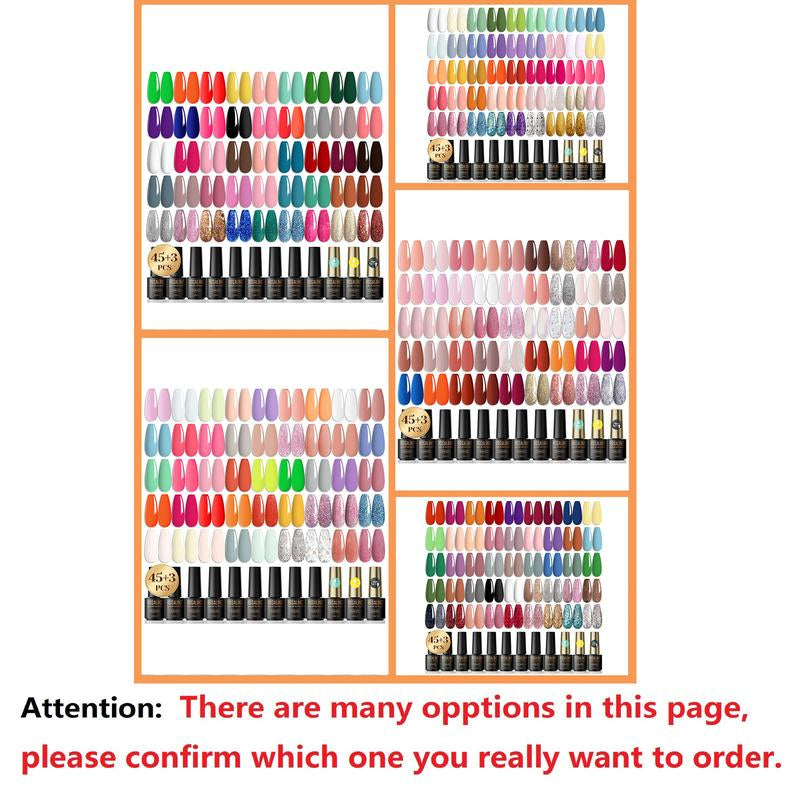 ROSALIND Multi-Colors Gel Nail Polish Set 48PCS Nude Pink Shiny Colorful with Base Matte & Glossy Gel Top Coat Gel Varnish Set Suitable Party Design