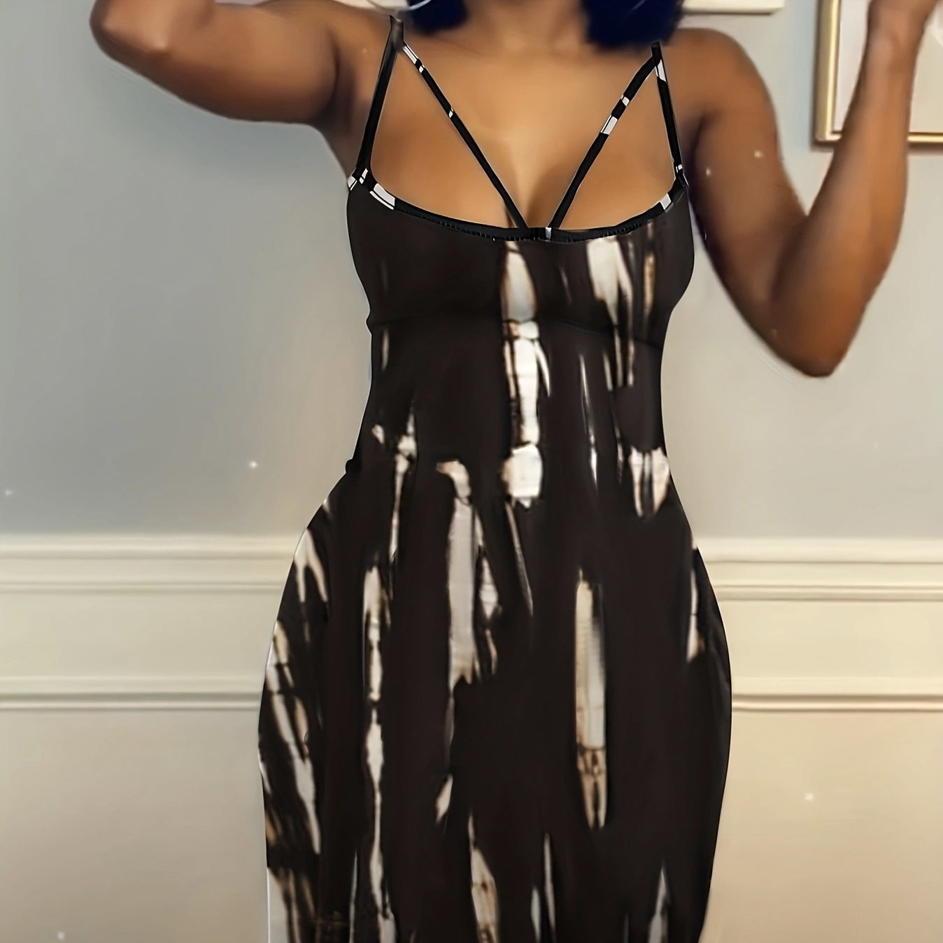 Ladies' Sexy Figure Enhancement Tie Dye Suspender Tight Fashion Versatile Dress
