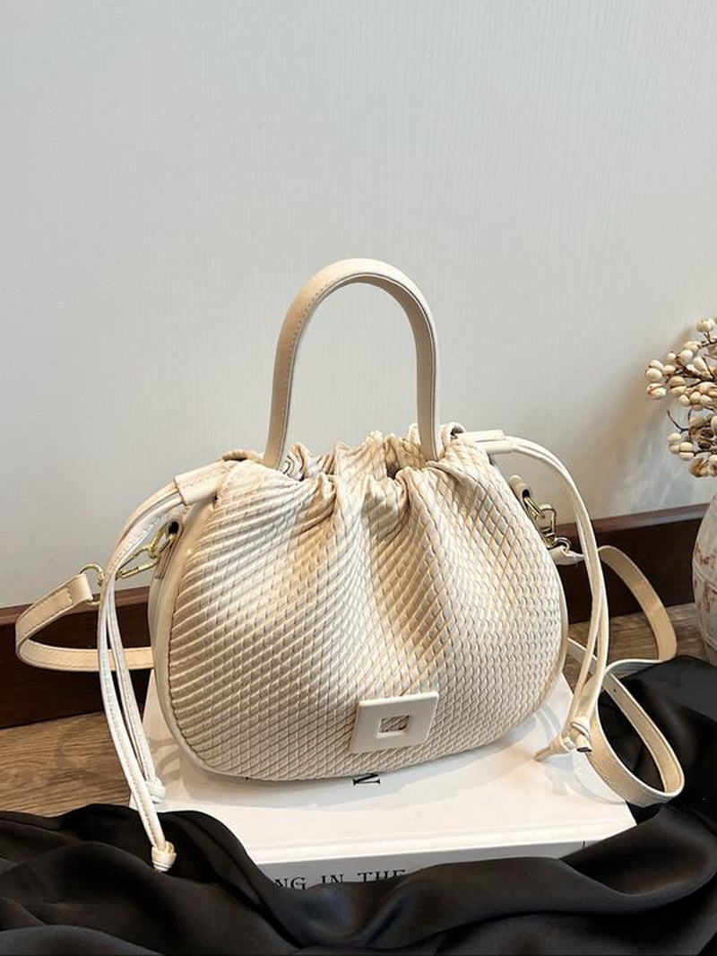 Fashionable Braided Design Shoulder Bag, Casual Versatile Drawstring Pleated Design Handbag, Trendy All-Match Crossbody Bag for Women