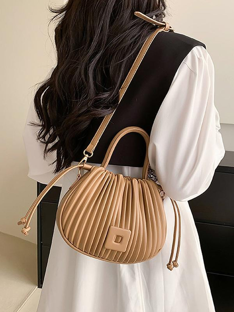 Fashionable Braided Design Shoulder Bag, Casual Versatile Drawstring Pleated Design Handbag, Trendy All-Match Crossbody Bag for Women