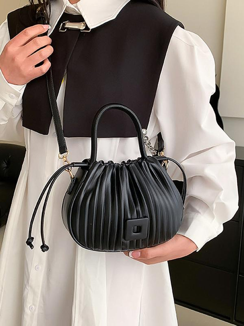 Fashionable Braided Design Shoulder Bag, Casual Versatile Drawstring Pleated Design Handbag, Trendy All-Match Crossbody Bag for Women