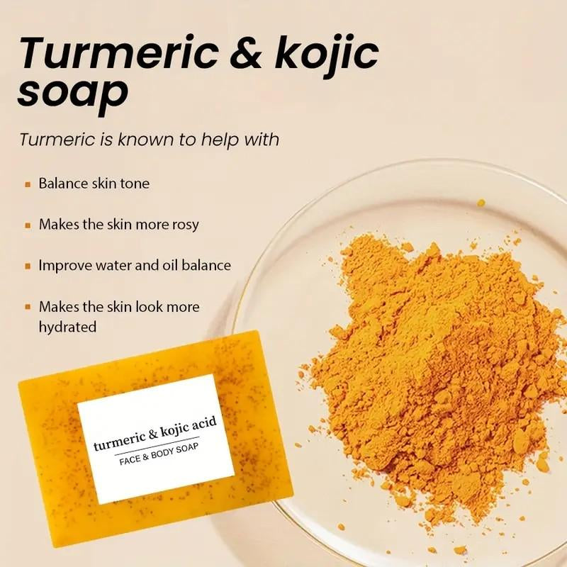 Lemon Turmeric & Kojic Acid 3Pcs Soap Set - 300G, Moisturizing & Body Wash for Women & Men, Alcohol Free, Suitable for All Ages
