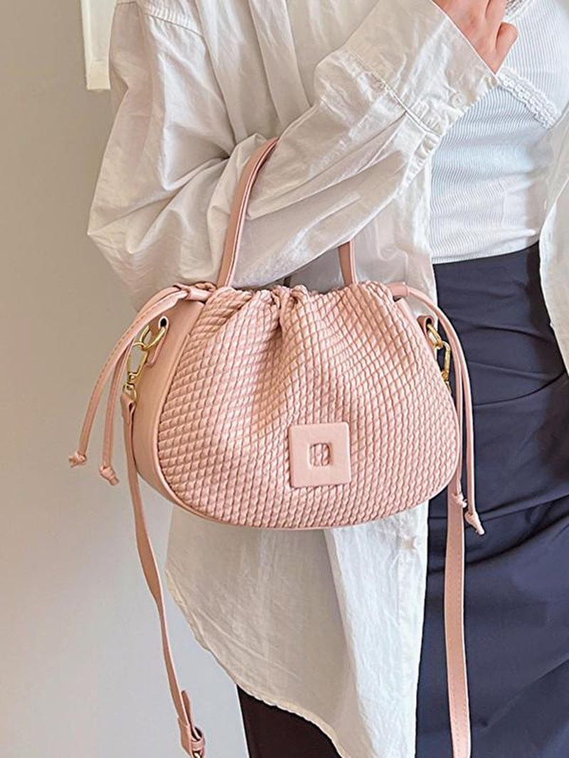 Fashionable Braided Design Shoulder Bag, Casual Versatile Drawstring Pleated Design Handbag, Trendy All-Match Crossbody Bag for Women