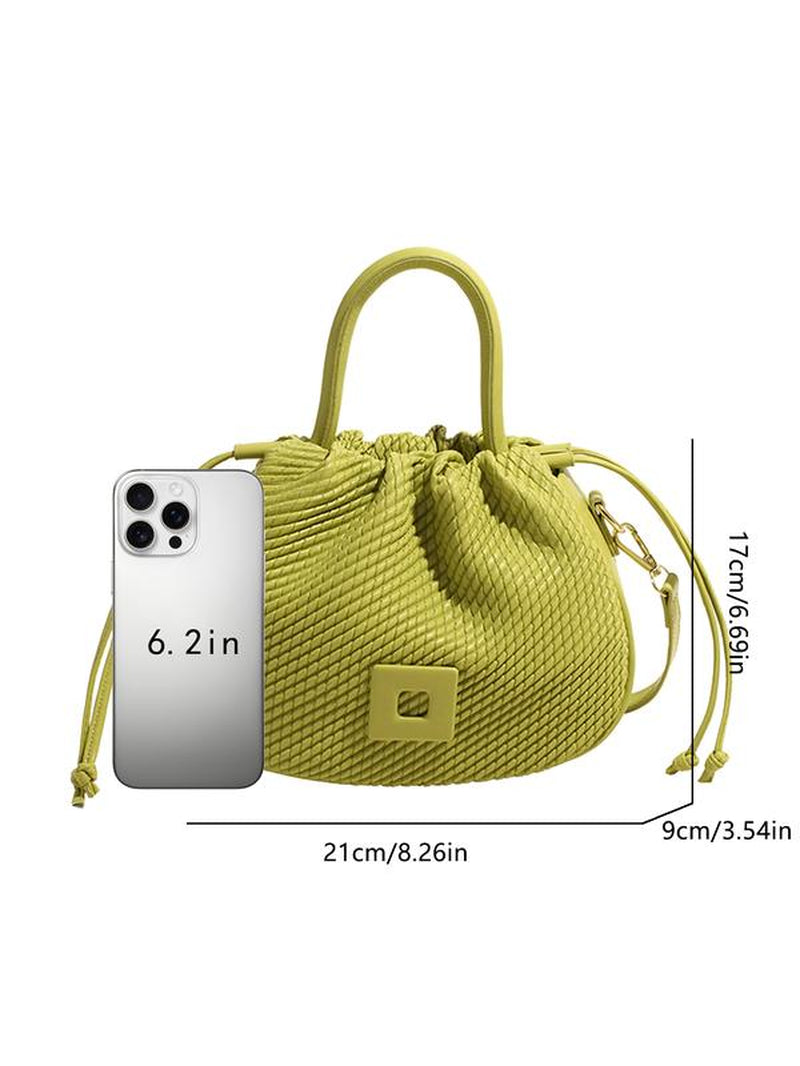 Fashionable Braided Design Shoulder Bag, Casual Versatile Drawstring Pleated Design Handbag, Trendy All-Match Crossbody Bag for Women