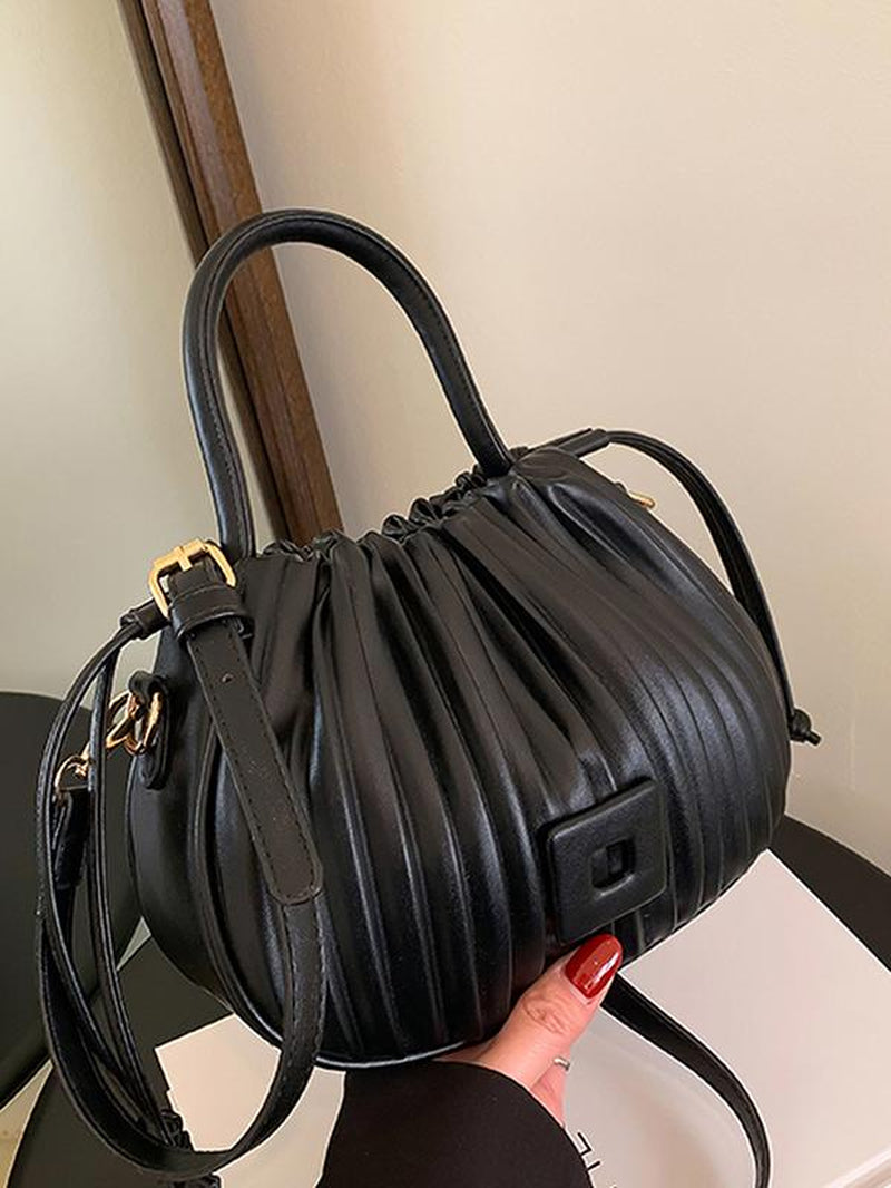 Fashionable Braided Design Shoulder Bag, Casual Versatile Drawstring Pleated Design Handbag, Trendy All-Match Crossbody Bag for Women