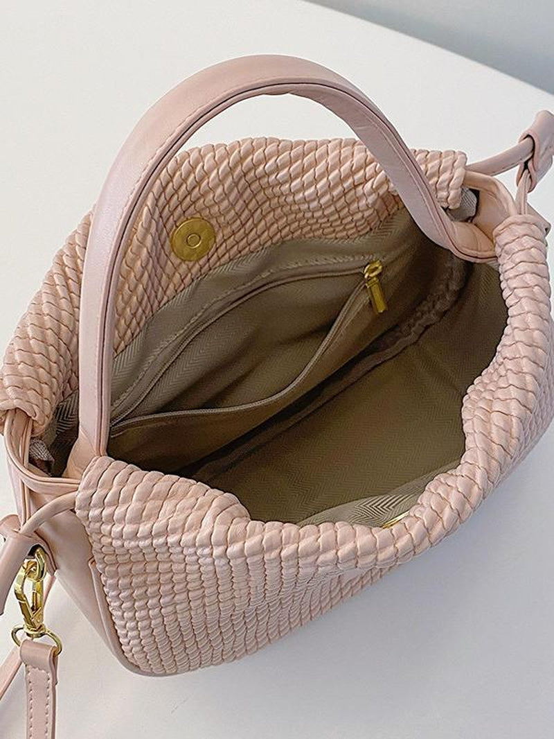 Fashionable Braided Design Shoulder Bag, Casual Versatile Drawstring Pleated Design Handbag, Trendy All-Match Crossbody Bag for Women