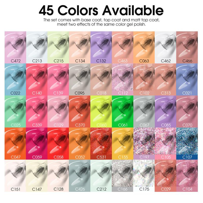 ROSALIND Multi-Colors Gel Nail Polish Set 48PCS Nude Pink Shiny Colorful with Base Matte & Glossy Gel Top Coat Gel Varnish Set Suitable Party Design