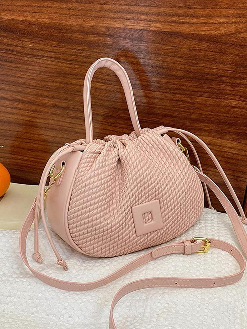 Fashionable Braided Design Shoulder Bag, Casual Versatile Drawstring Pleated Design Handbag, Trendy All-Match Crossbody Bag for Women