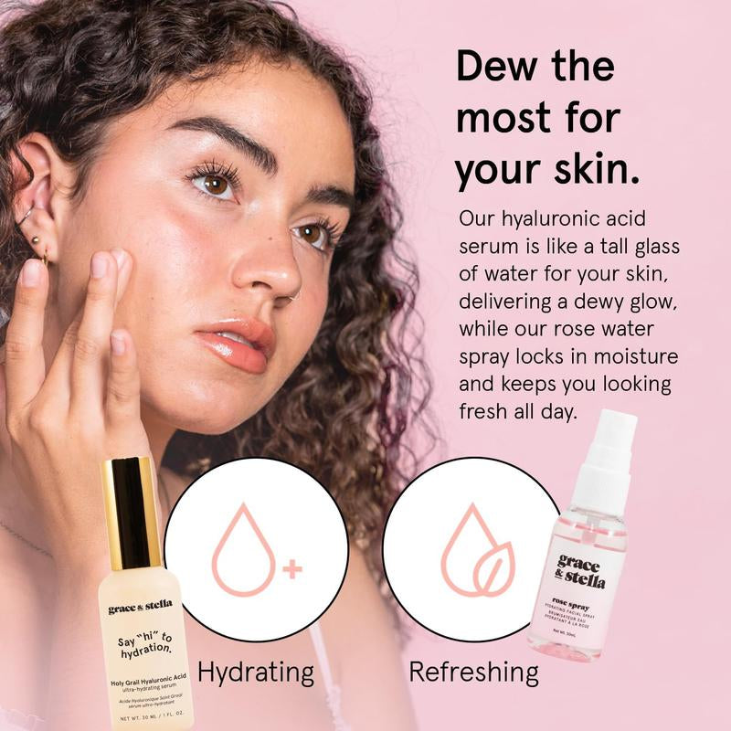 Grace & Stella Weekend Reset Skincare Gift Set Hyaluronic Vegan Self-Care Pamper Set under Eye Masks Lip Mask Rose Water Spray Hydration Glow