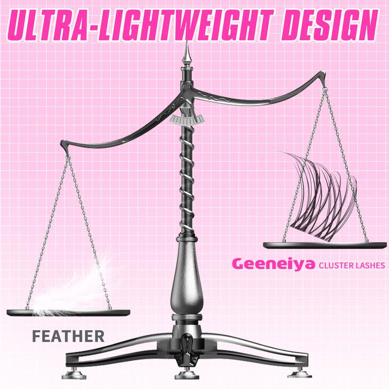 Geeneiya Lashes DIY Lash Clusters Kit, 8-18MM Wet Set Lash Extensions, Ultra-Thin Soft Band Eyelash Extension Kit with Waterproof Lash Bond and Seal, Professional Lash Remover, Tweezers for Girls Gift Makeup Cosmetic (Venus/ Flora/ Wet Manga)